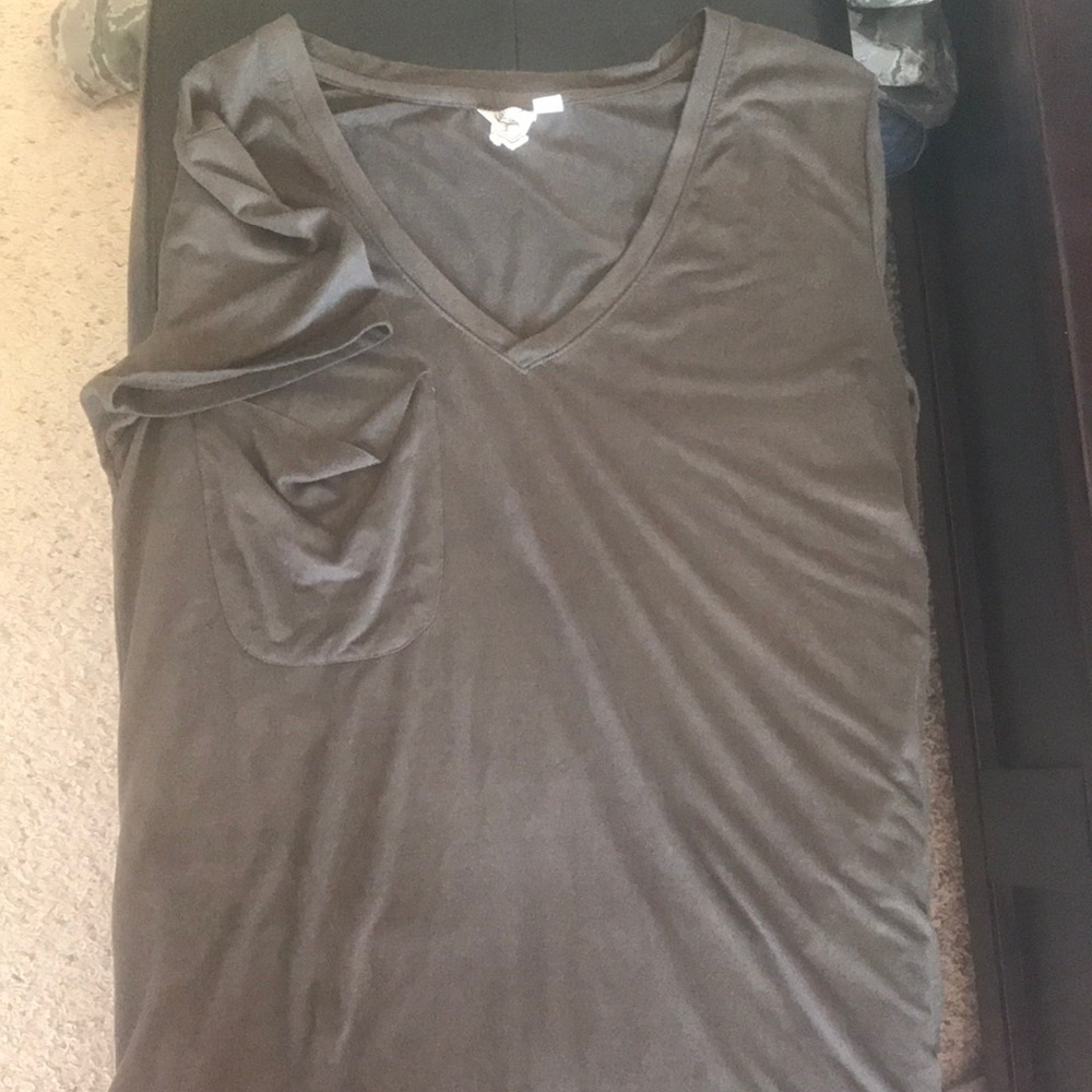 Green / brown velvet short sleeve top